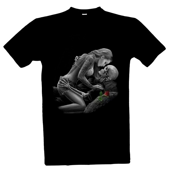 Tričko s potiskem kostlivec a dívka